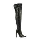 Autumn and Winter Pointed Thin High-heeled Back Zipper Knee High Sexy Women's Boots