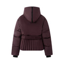Women's Elegant Hooded Zip Beige Skiing Padded Snowboard Sports Parkas Coats Lady Thick Warm Pants Trousers 2PCS Sets Suits