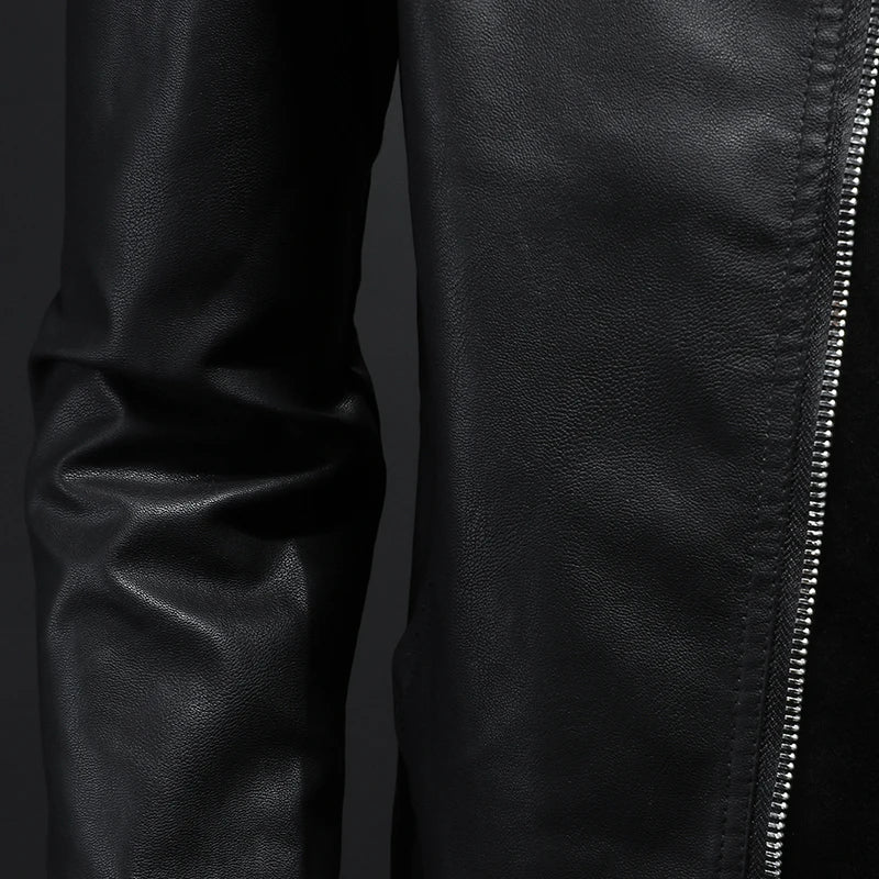 Motorcycle Leather Jackets Mens Business Casual Biker Leather Jacket