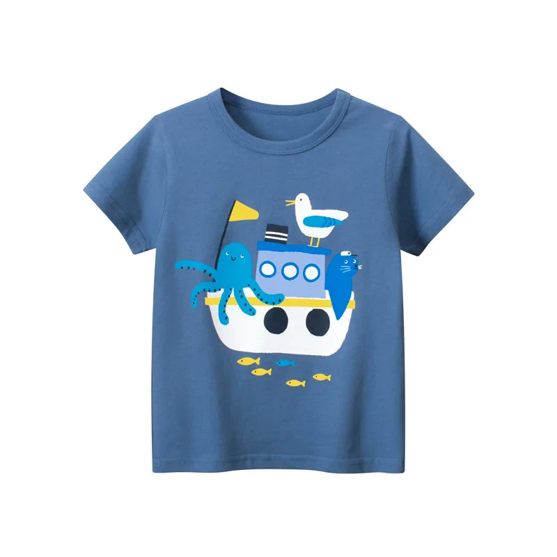 Summer Boys Sets Casual Steamer Short Sleeve Cotton Tops Sport Shorts Beach Kid Outfit