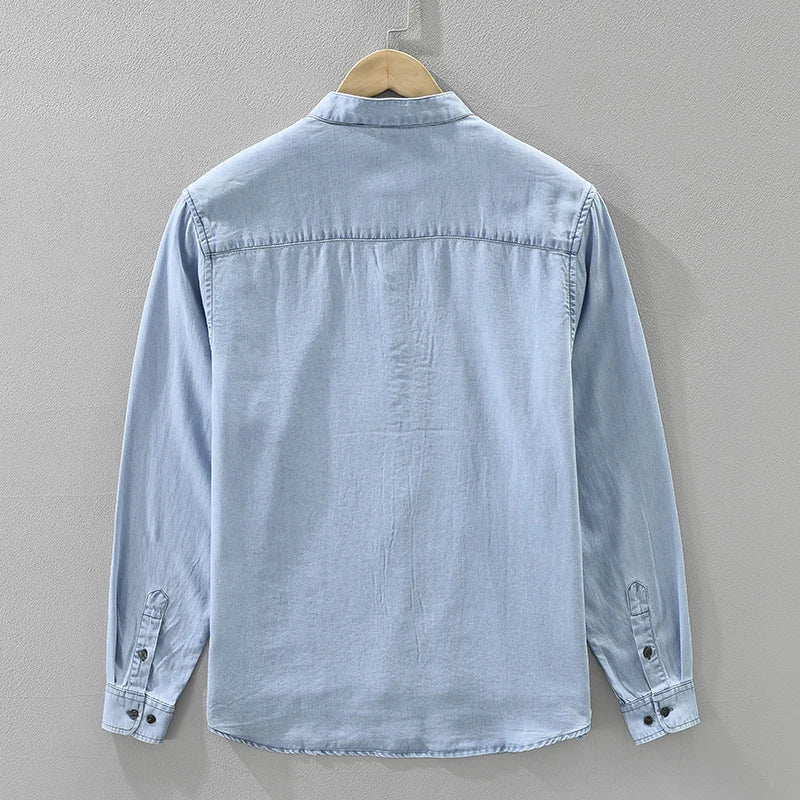 Autumn Denim Shirt for Men Loose Long Sleeve Shirts Oversize Men's Clothing