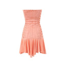 Women Off The Shoulder Lace Up Bandage Sirena Sorbet Satin Strapless Mini Dress