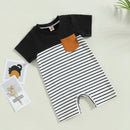 Summer Newborn Infant Baby Boys Rompers Playsuit Jumpsuit Overalls for Kids Cotton Striped Patchwork Baby Clothing