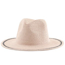 Vacation Beach Trip Striped Hollow Woven Flat Edge Straw Women Summer Sun Shading Couple Hat