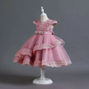 Flower Girls Lace Bridesmaid Dress Kids Princess Wedding Prom Pageant Birthday Party Tulle Dresses