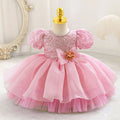 New beauty pageant dress for baby toddler girl puff sleeve birthday dress kids 0-4 years