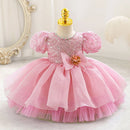New beauty pageant dress for baby toddler girl puff sleeve birthday dress kids 0-4 years
