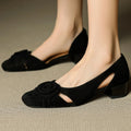 Women's Natural Suede Leather Square Toe Pumps Elegant Ladies Dress Shoe