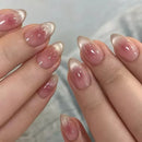 Press on Nails Tips Purple Love Bow Design Nail Tips Short Oval Wearable Nail Art French Glitter Nail 24Pc