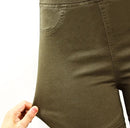 Motor Biker High Waist Pleated Jeans Woman Army Green Stretchy Denim Skinny Pencil Pants Trousers For Women