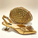 Women's Gold Shoes and Handbag Set, Elegant Matching Party Heels and Purse, Luxury-Inspired Italian