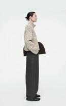 Ethereal costume winter of Women's casual version blended texture zipper cardigan