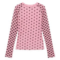 Women Polka Dot Elegant Pink Tops Slim Blouse Summer Thin Casual Beach Shirts Top