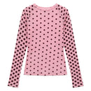 Women Polka Dot Elegant Pink Tops Slim Blouse Summer Thin Casual Beach Shirts Top