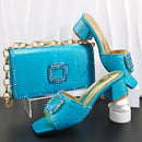 Mature Rhinestone Decoration Design Purple Color Simple Casual Sandal and Bag Set