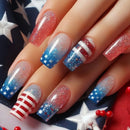 American Flag False Nails Stripes Press on Nails American Independence Day Nail