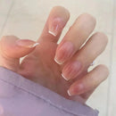 Hand with clear nail polish on a light background, Obroi