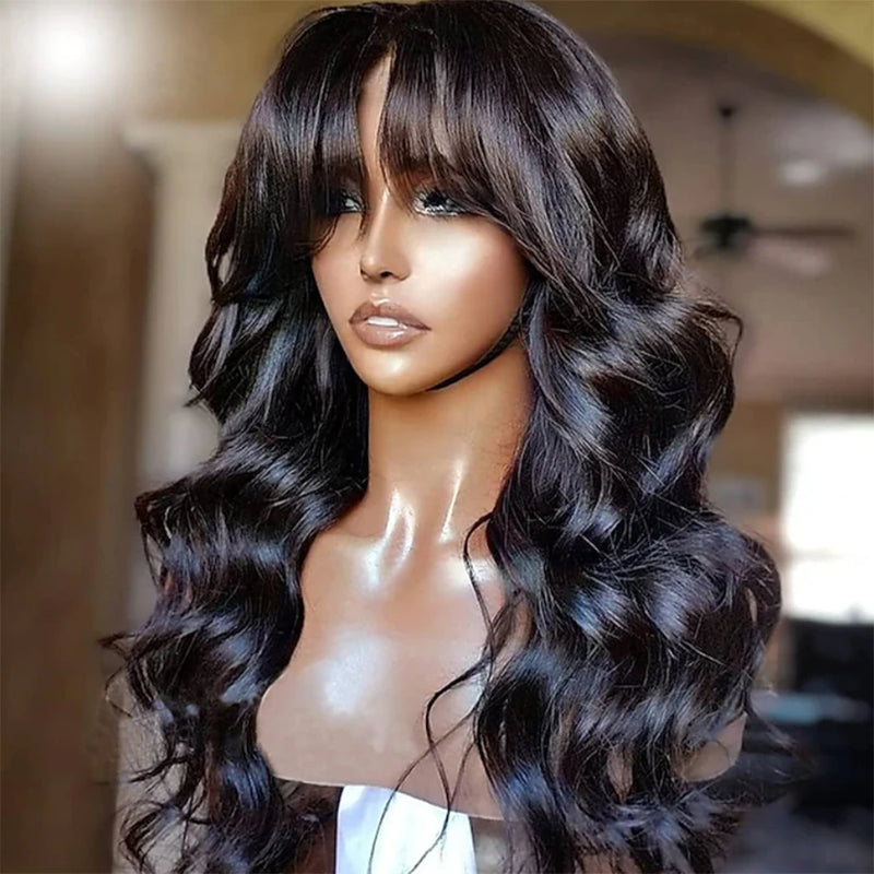 Wave Hair Wigs With Bangs Wet and Wavy Wig Natural Wigs Human Hair Wigs