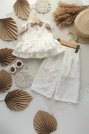 Summer Children Sleeveless Clothes Set Girls Embroidery Lace Sling Tops Trousers 2pcs Suit Kids Princess Outfits