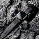 Handmade Head Layer Leather Strap For Apple Watch Thickened Black Vintage Bracelet