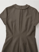 Vintage Plaid Mini Dress Women Lapel Collar Short Sleeve Elegant Office Ladies Dresses Pencil