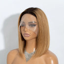 Highlight Brown Straight Bob Wig Human Hair Short Straight Bob Natural Look