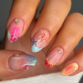 24pcs Retro Flower Almond Press on Nails Cute Fake Nails Artificial False Nail Tips Art