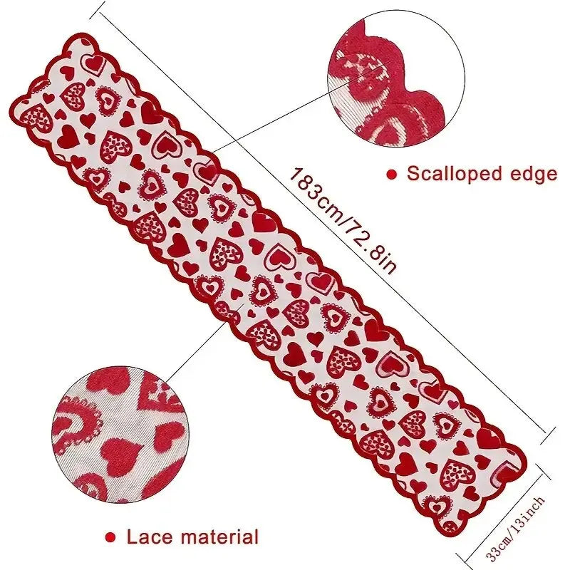 Valentines Day Decor Home Romantic Decorations Heart Shaped Table Runner