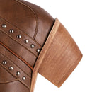 Rivet Women Western Boots Autumn Leather Wedges Knee High Boots Winter Cowboy Girl Boots