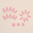 Gold Foil Decor Pink Almond False Nails for Manicure Lovers and Beauty Bloggers