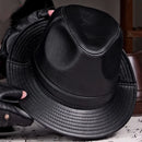 Men top hat made of genuine leather retro French spring and autumn