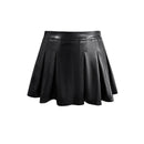Pleated Mini Skirts Women Spring Summer Casual Leather Basic Solid Black Skirt Female