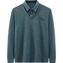 Spring Fall Men Retro Basic Polo Shirt Long Sleeve Solid Simple Casual Loose Tops