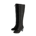 Boots Women Cross Tied Side Zipper Autumn Winter Black Heels Ladies Long Boots