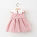Summer Newborn Dress Doll Collar Cute Princess Beach Flowers Dresses+Bag Little Girls Heart Plaid Clothing
