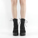 Women Round Toe Lace Up Platform Ankle Boots Short Female Boots