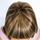 Short Straight Hair Bob Wigs Human Hair Wig With Bangs for Women Brown Honey Bob Wig