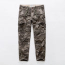 Mens Cargo Pants Camouflage Cotton Pockets and Leg Opening Zipper Loose Trousers