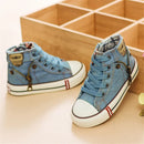 Children Shoes Sewing Thread Denim Kids Round Toe Outdoor Soft Sole Simple Retro Style Shoes