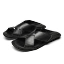Leather Slippers Open-toe Sandal Man Flat Slides Beach Summer Shoes