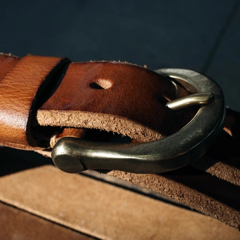 Luxury Genuine Leather Men Copper Buckle Jeans Casual Belts Cowboy Waistband Male Designer Tactical belt