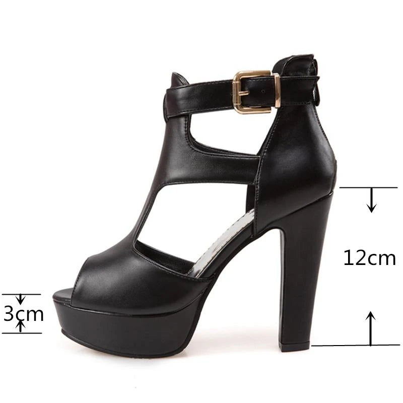 Women Pumps High Heels Platform Shoes Peep Toe Buckle Spring Spike Heels Ladies Party Shoes