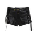 Leather Black Tight Faux Leather Shorts Women's Punk Shorts