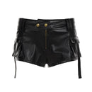 Leather Black Tight Faux Leather Shorts Women's Punk Shorts