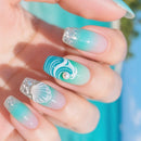 24Pcs Wearable Nails Summer Press on Nails with Coral Shell Starfish Design