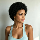 Women’s Short Kinky Curly Pixie Wig Natural-Looking Human Hair Voluminous Curly Hairstyle