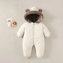 0-2 Y Baby Clothes Fur Lining Boys Rompers Fur Hoodie Girls Jumpsuit Thicken Fleece Toddler Outfit