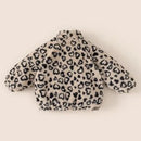 Children's Sweater Jacket Girls Winter Stylish Leopard Top Baby with Plush and Thickened