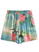 Floral shorts with a colorful pattern on a white background, Obroi