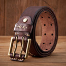 Genuine Leather Army Tactical Belt Double-needle Buckle Men's Belt Washed Water Made Macho Jeans Belt